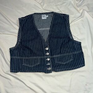 Princess Polly PINSTRIPE VEST DARK DENIM